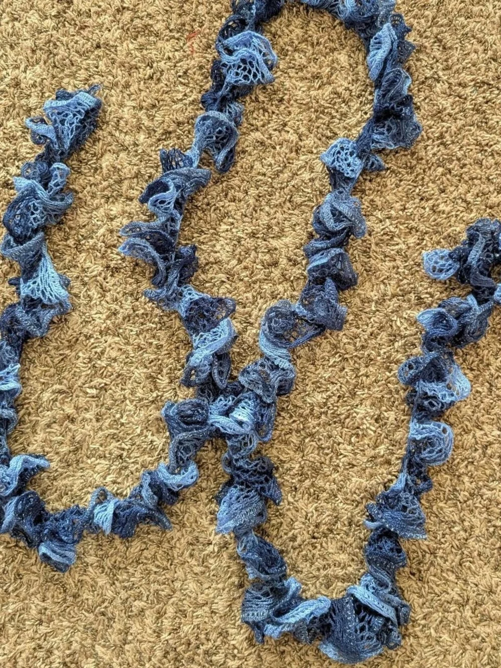 Women’s Y2K Blue Navy Ruffle Scarf